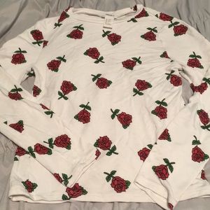 Forever 21 Girls Rose Print Long Sleeve Shirt
